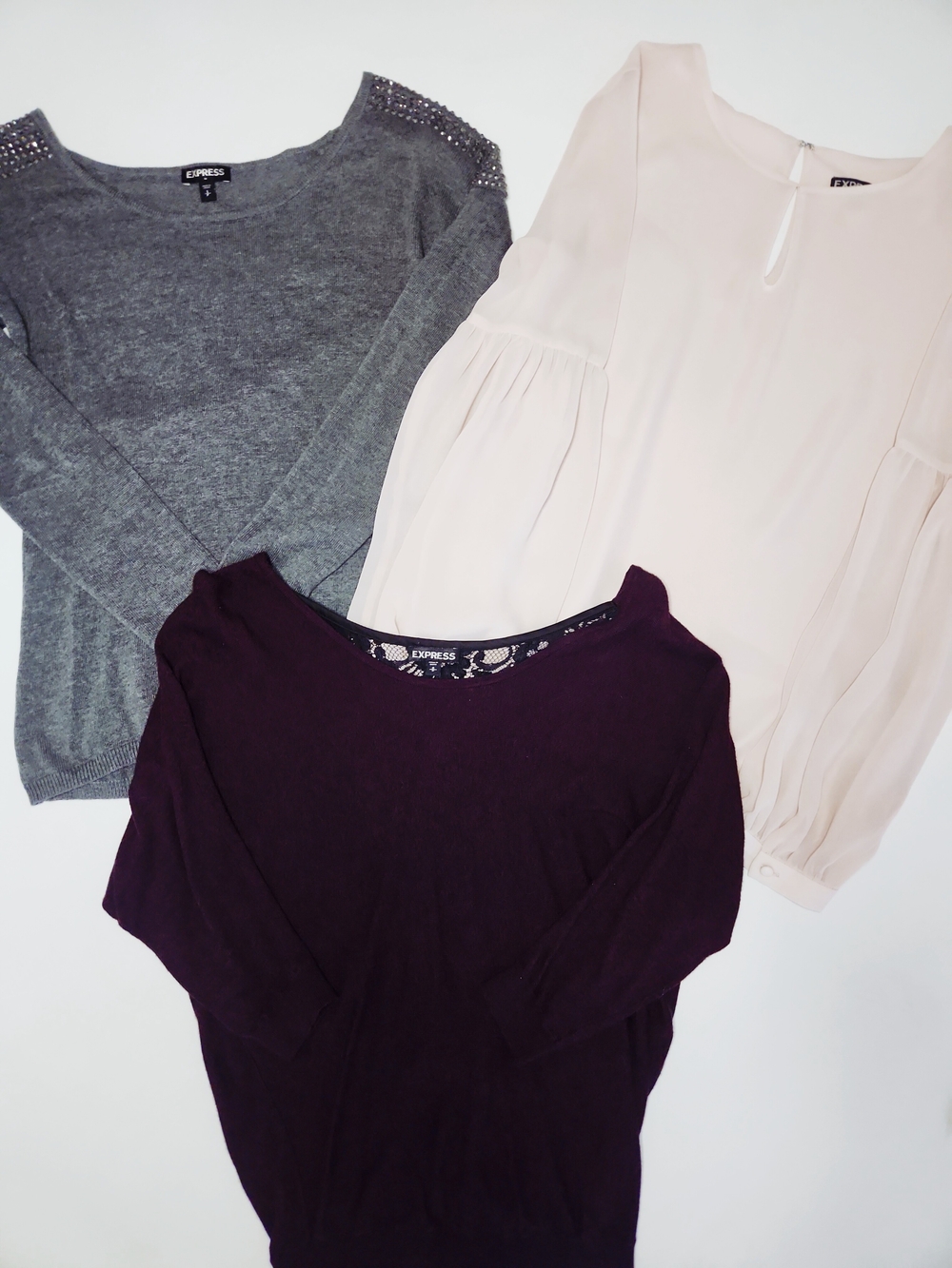 Small Express Women's Long Sleeve Top 3-Piece Lot